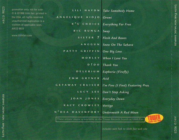Various - Lilith Fair New Music Sampler (CD, Comp, Promo) (Near Mint (NM or M-)) - Image 2