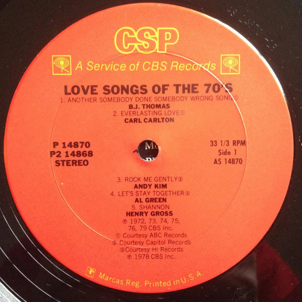 Various - Love Songs Of The Seventies (2xLP, Comp) (Very Good Plus (VG+)) - Image 3