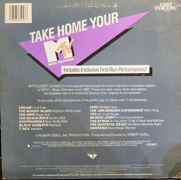 Various - MTV Closet Classics (Laserdisc, 12", S/Sided, NTSC) (Near Mint (NM or M-)) - Image 2