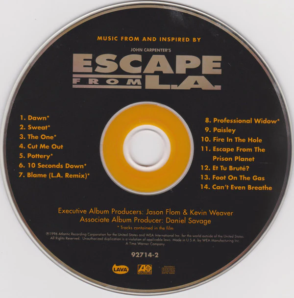 Various - Music From And Inspired By John Carpenter's Escape From L.A. (CD, Comp) (Near Mint (NM or M-)) - Image 3