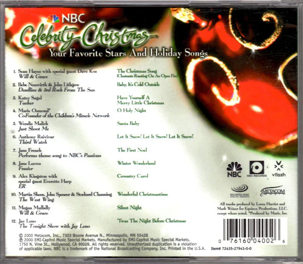 Various - NBC Celebrity Christmas (CD, Album, Enh) (Near Mint (NM or M-)) - Image 2