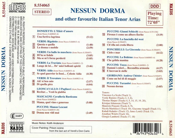 Various - Nessun Dorma And Other Favourite Italian Tenor Arias (CD, Comp) (Very Good Plus (VG+)) - Image 3