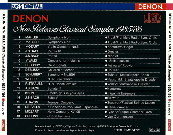 Various - New Releases Classical Sampler 1985 / 1986 (CD, Promo, Smplr) (Very Good Plus (VG+)) - Image 2