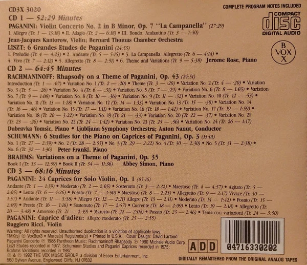 Various - Paganini Variations (3xCD, Comp) (Near Mint (NM or M-)) - Image 2