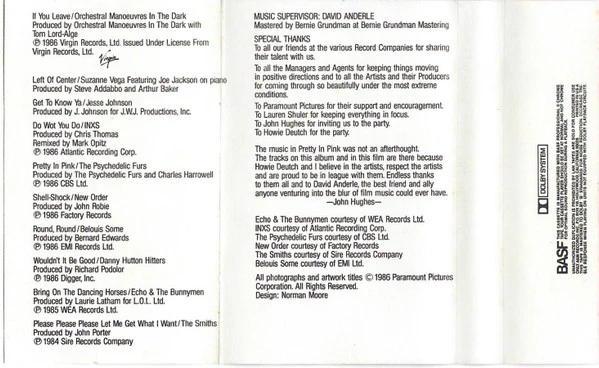 Various - Pretty In Pink - The Original Motion Picture Soundtrack (Cass, Comp) (Very Good Plus (VG+)) - Image 5