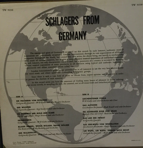 Various - Schlagers From Germany (LP, Comp) (Very Good (VG)) - Image 2