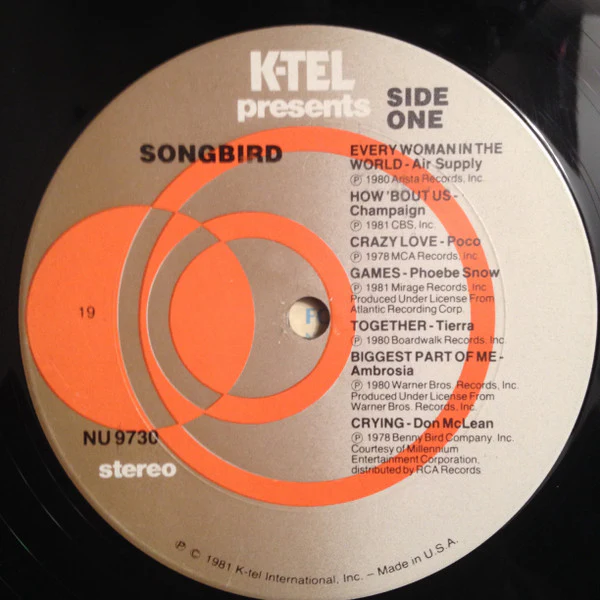 Various - Songbird (LP, Comp, 19 ) (Good Plus (G+)) - Image 3