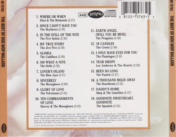 Various - The Best Of Doo Wop Ballads (CD, Comp) (Very Good Plus (VG+)) - Image 2