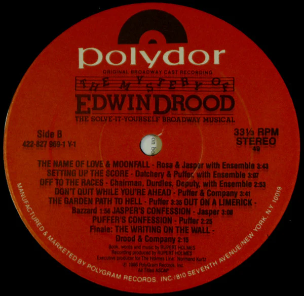 Various - The Mystery Of Edwin Drood (Original Broadway Cast Recording) (LP) (Very Good Plus (VG+)) - Image 5