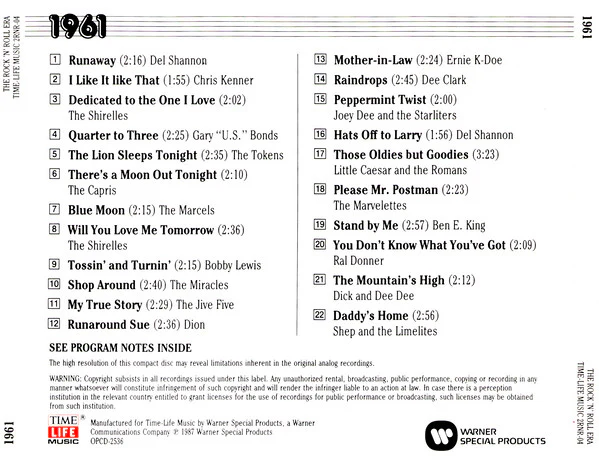 Various - The Rock 'N' Roll Era 1961 (CD, Comp, RE, RM) (Near Mint (NM or M-)) - Image 2