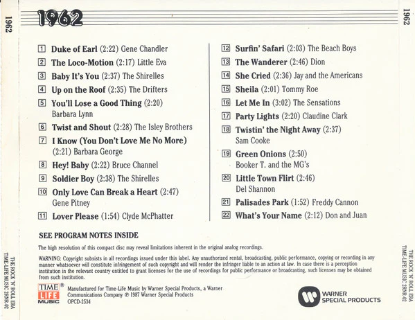 Various - The Rock 'N' Roll Era 1962 (CD, Comp, RE, RM) (Near Mint (NM or M-)) - Image 2