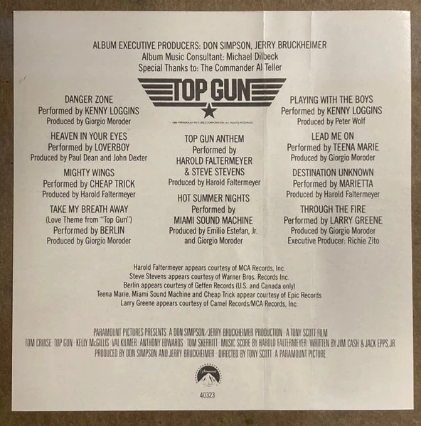 Various - Top Gun (Original Motion Picture Soundtrack) (Cass, Album, Dol) (Very Good Plus (VG+)) - Image 4