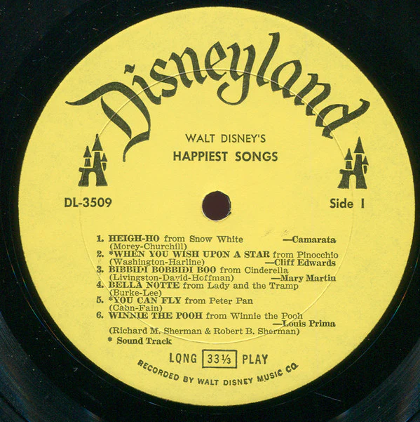 Various - Walt Disney's Happiest Songs (LP, Album, Comp, Mono, Yel) (Very Good Plus (VG+)) - Image 2