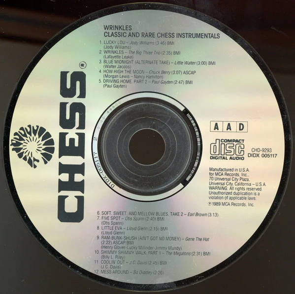 Various - Wrinkles - Classic And Rare Chess Instrumentals (CD, Album, Comp) (Very Good Plus (VG+)) - Image 3