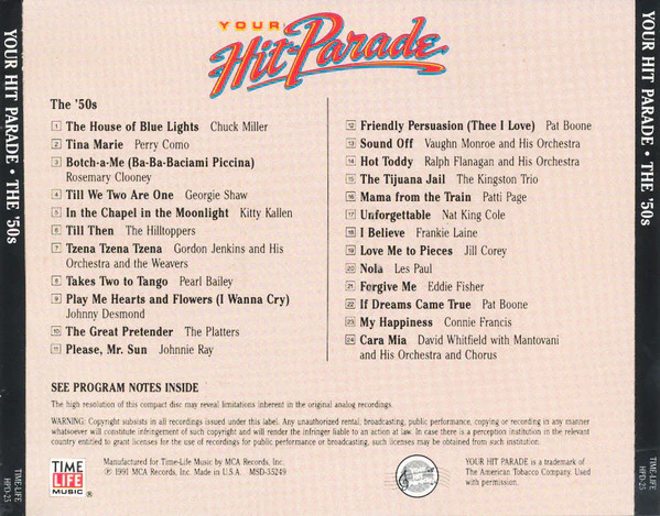 Various - Your Hit Parade - The '50s (CD, Comp) (Near Mint (NM or M-)) - Image 2