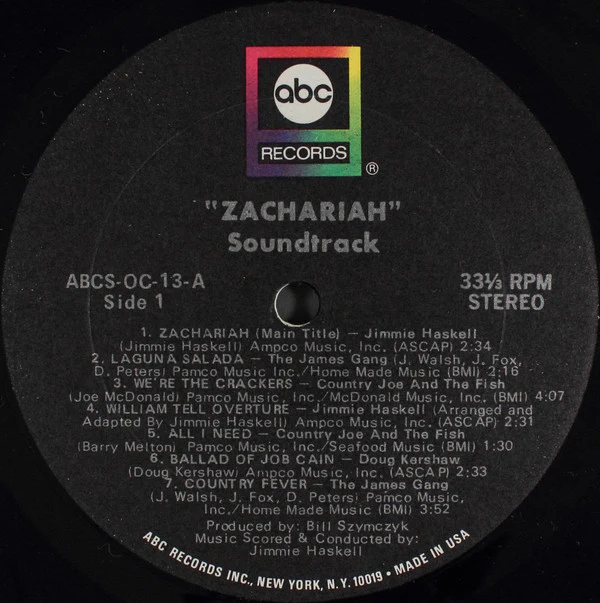 Various - Zachariah (Original Motion Picture Soundtrack) (LP) (Very Good (VG)) - Image 3