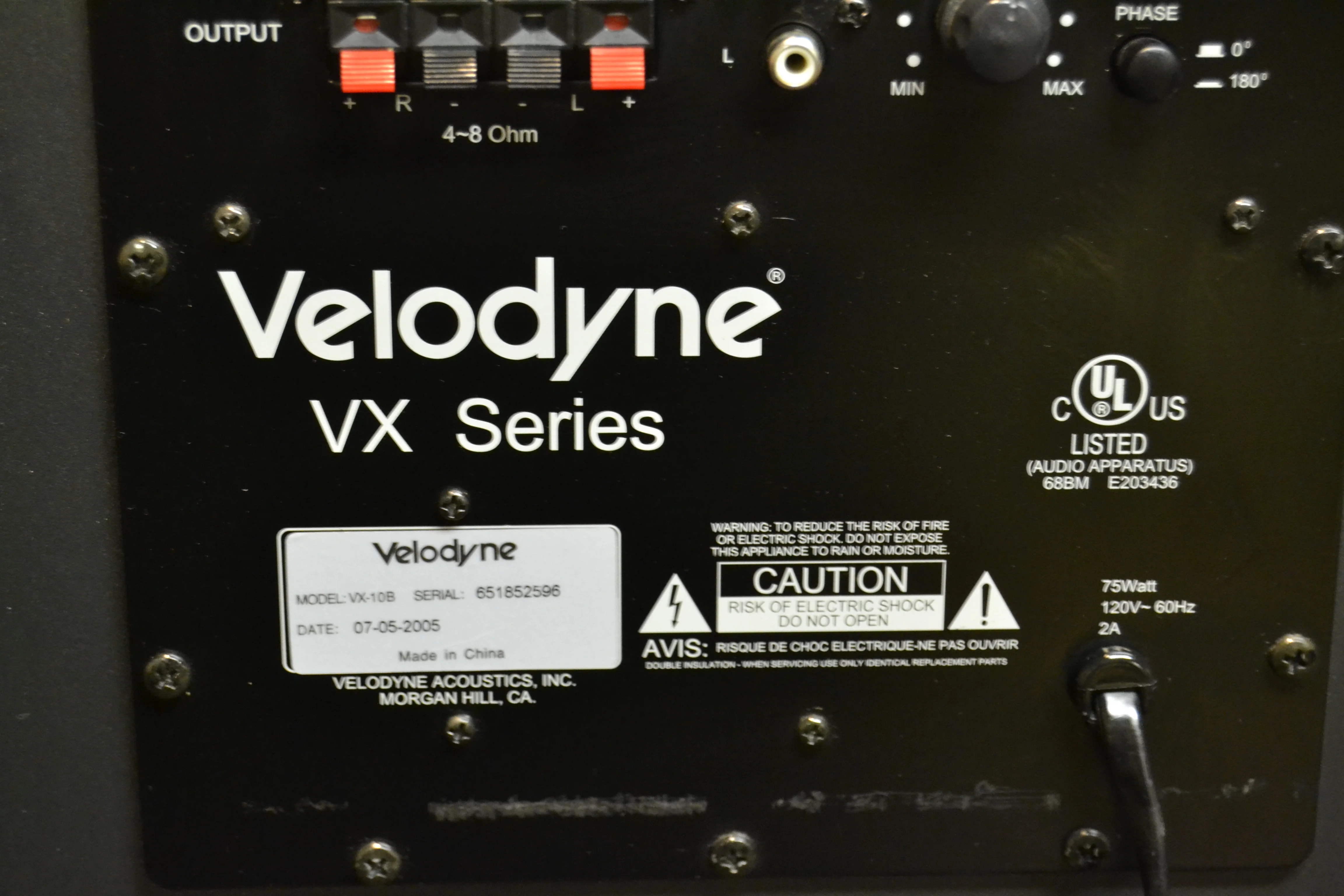 Velodyne VX-10B Series Powered Subwoofer - Image 7