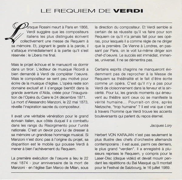Verdi*, Berliner Philharmoniker, Herbert Von Karajan - Requiem (2xCD, RE) (Very Good (VG)) - Image 2