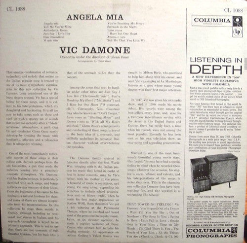 Vic Damone - Angela Mia (LP, Album, Mono) (Very Good Plus (VG+)) - Image 2