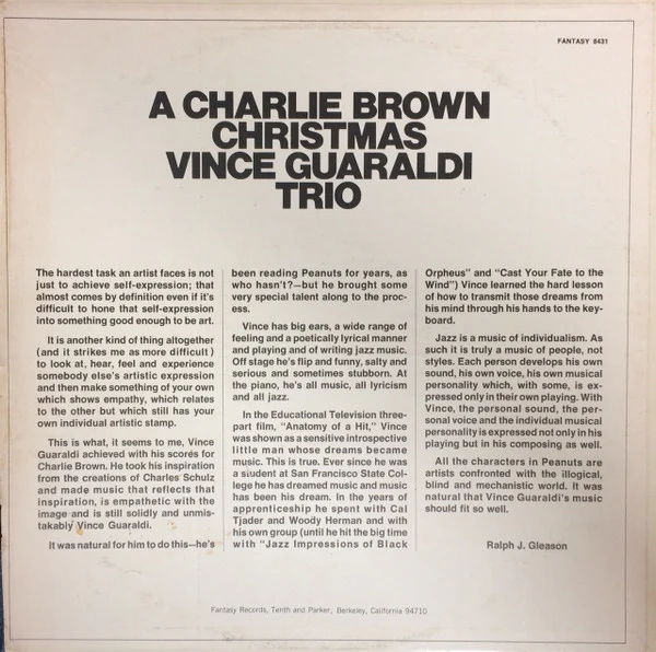 Vince Guaraldi - A Charlie Brown Christmas (LP, Album, RP) (Very Good Plus (VG+)) - Image 2