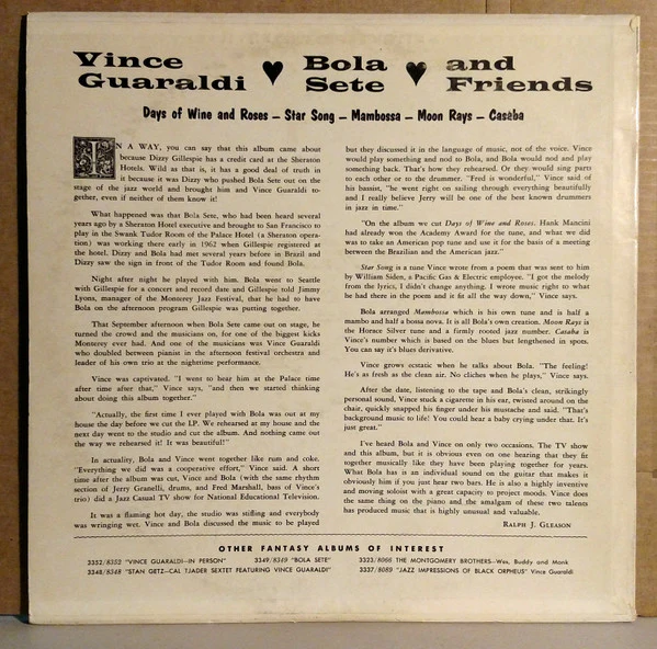 Vince Guaraldi, Bola Sete - Vince Guaraldi \\ Bola Sete \\ And Friends (LP, Album) (Very Good Plus (VG+)) - Image 2