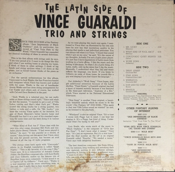 Vince Guaraldi Trio - The Latin Side Of Vince Guaraldi (LP, Album, Mono) (Very Good Plus (VG+)) - Image 2
