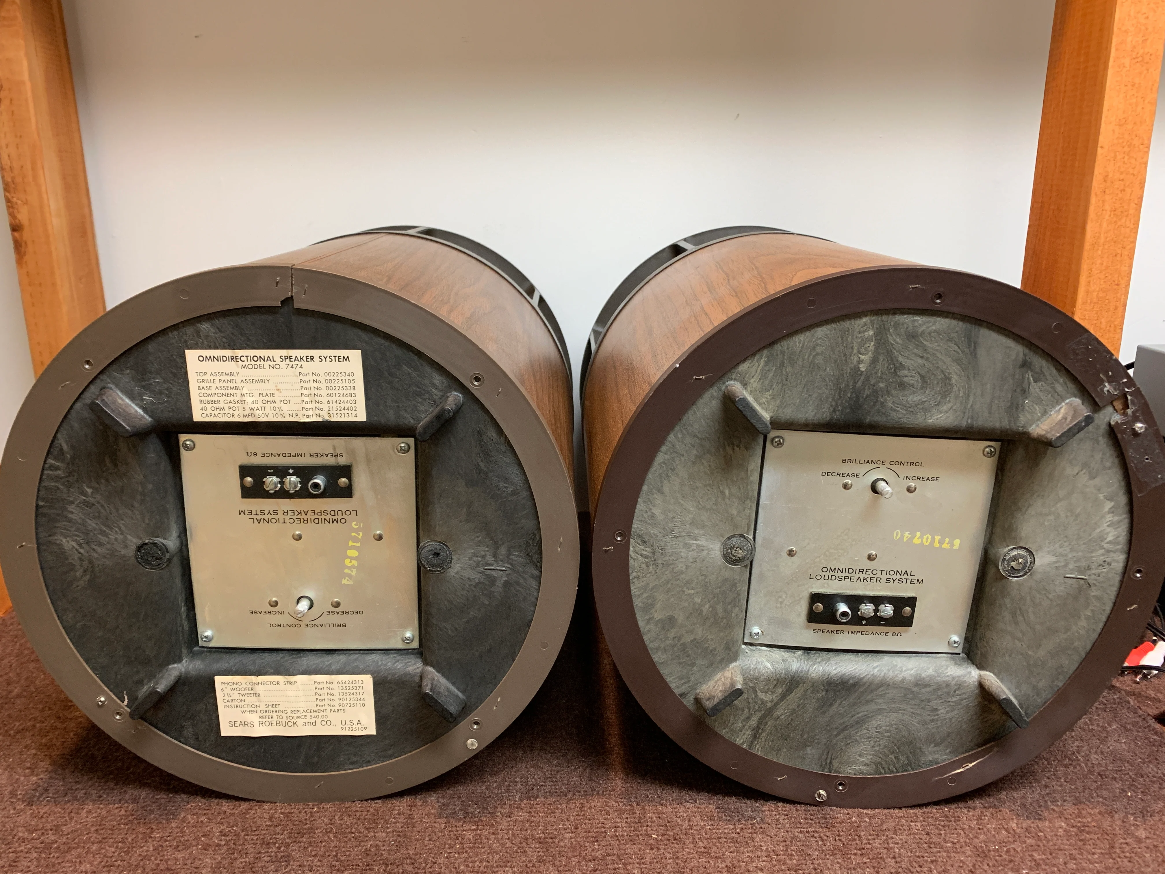 Vintage 1960s MCM Sears Roebuck Omni Directional End Table Speakers Set Speaker - Image 2
