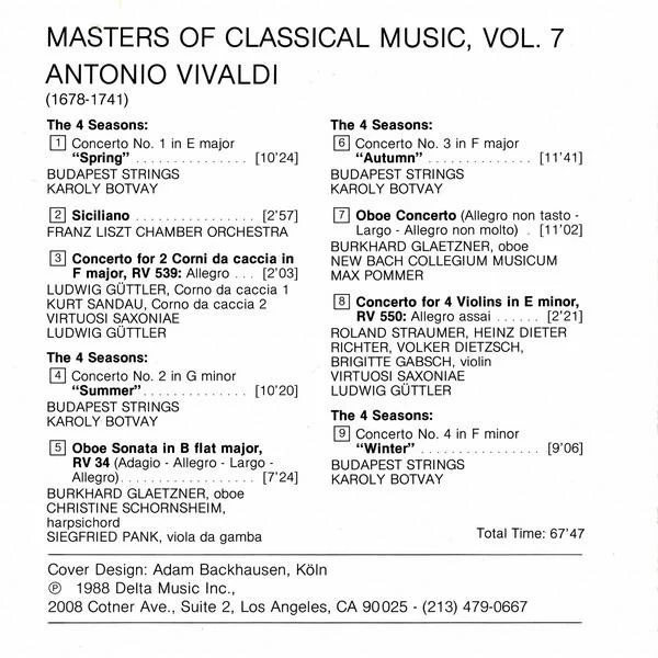 Vivaldi* - Masters Of Classical Music, Vol.7: Vivaldi (CD, Comp) (Near Mint (NM or M-)) - Image 4