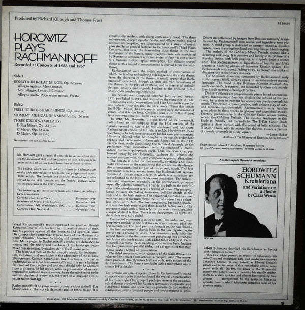 Vladimir Horowitz Plays Sergei Vasilyevich Rachmaninoff - Horowitz Plays Rachmaninoff (LP, Album) (Very Good Plus (VG+)) - Image 2