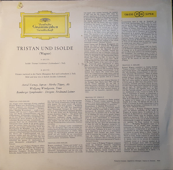 Richard Wagner, Astrid Varnay, Hertha Töpper, Wolfgang Windgassen, Ferdinand Leitner - Tristan Und Isolde (LP, Album) (Near Mint (NM or M-)) - Image 2