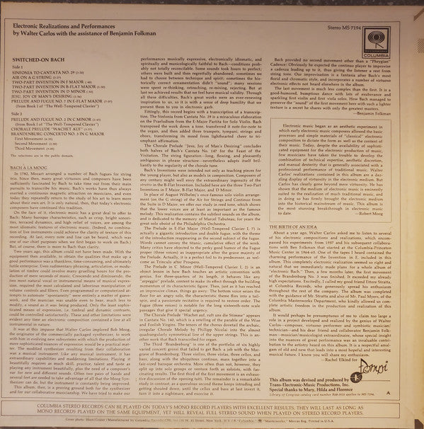 Walter Carlos - Switched-On Bach (LP, Album, Ter) (Near Mint (NM or M-)) - Image 2