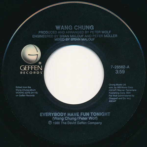 Wang Chung - Everybody Have Fun Tonight (7", Single, SRC) (Near Mint (NM or M-)) - Image 3