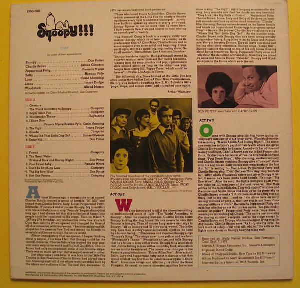 Warren Lockhart, Hal Hackady - Snoopy!!! (The New Musical Entertainment) (LP, Album) (Near Mint (NM or M-)) - Image 2