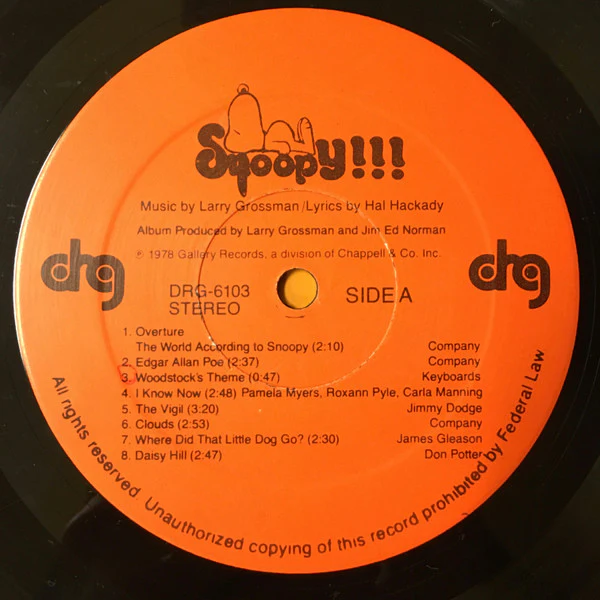 Warren Lockhart, Hal Hackady - Snoopy!!! (The New Musical Entertainment) (LP, Album) (Near Mint (NM or M-)) - Image 3