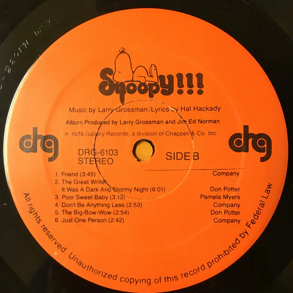 Warren Lockhart, Hal Hackady - Snoopy!!! (The New Musical Entertainment) (LP, Album) (Near Mint (NM or M-)) - Image 4