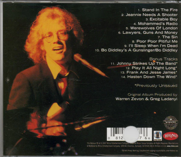 Warren Zevon - Stand In The Fire (CD, Album, RE, RM) (Near Mint (NM or M-)) - Image 2