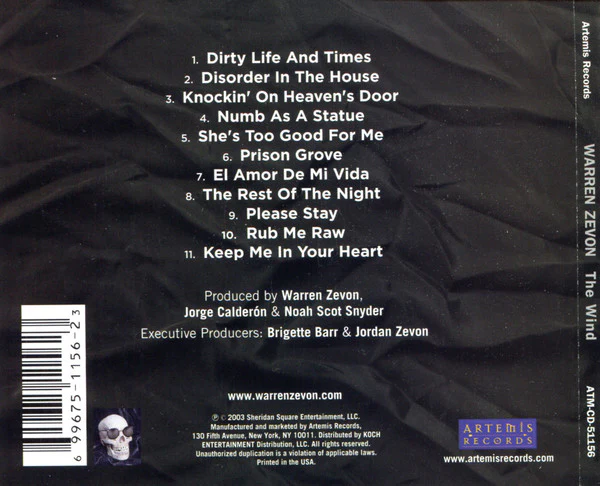 Warren Zevon - The Wind (CD, Album) (Very Good Plus (VG+)) - Image 2