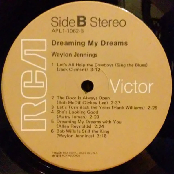 Waylon Jennings - Dreaming My Dreams (LP, Album, Ind) (Very Good Plus (VG+)) - Image 5