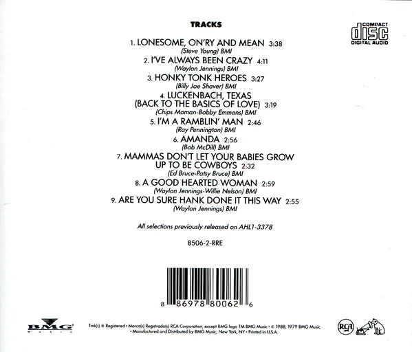 Waylon Jennings - Greatest Hits (CD, Comp, RE) (Very Good Plus (VG+)) - Image 2