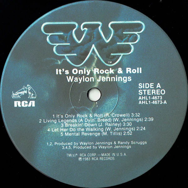 Waylon Jennings - It's Only Rock & Roll (LP, Album) (Near Mint (NM or M-)) - Image 3