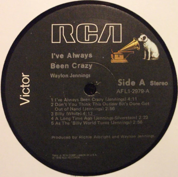 Waylon Jennings - I've Always Been Crazy (LP, Album) (Very Good Plus (VG+)) - Image 3
