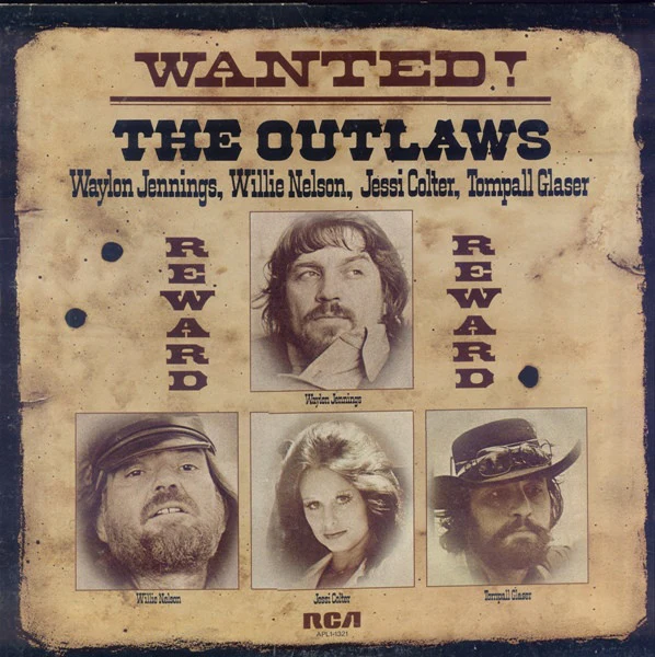 Waylon Jennings, Willie Nelson, Jessi Colter, Tompall Glaser - Wanted! The Outlaws (LP, Album, RE, Ind) (Very Good Plus (VG+))