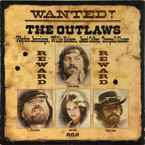 Waylon Jennings, Willie Nelson, Jessi Colter, Tompall Glaser - Wanted! The Outlaws (LP, Comp, Ind) (Very Good Plus (VG+))