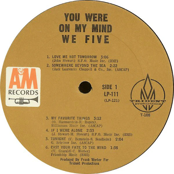 We Five - You Were On My Mind (LP, Album, Mono) (Good Plus (G+)) - Image 3