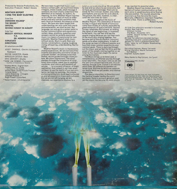 Weather Report - I Sing The Body Electric (LP, Album, Pit) (Very Good Plus (VG+)) - Image 2