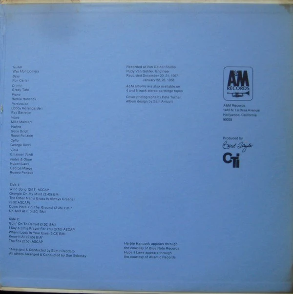 Wes Montgomery - Down Here On The Ground (LP, Album, Gat) (Very Good Plus (VG+)) - Image 4