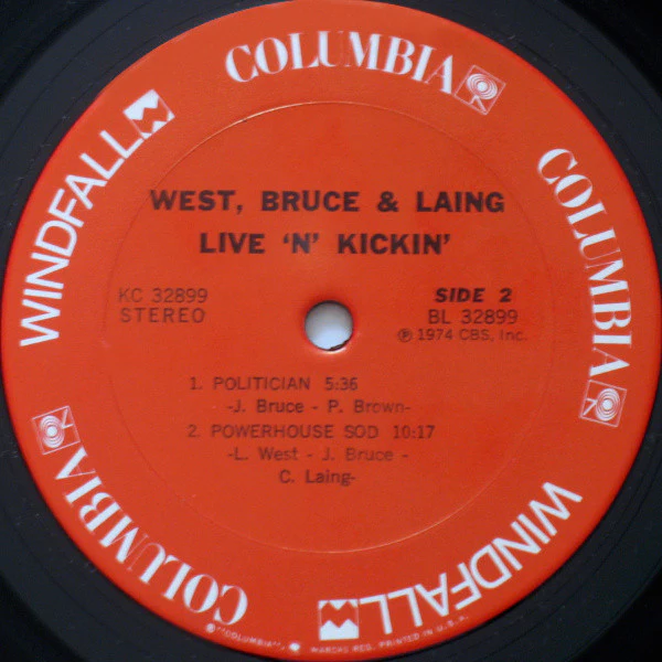West, Bruce & Laing - Live 'N' Kickin' (LP, Album, Pit) (Very Good Plus (VG+)) - Image 4