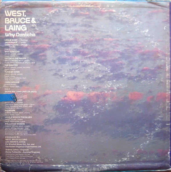 West, Bruce & Laing - Why Dontcha (LP, Album, Pit) (Good Plus (G+)) - Image 2