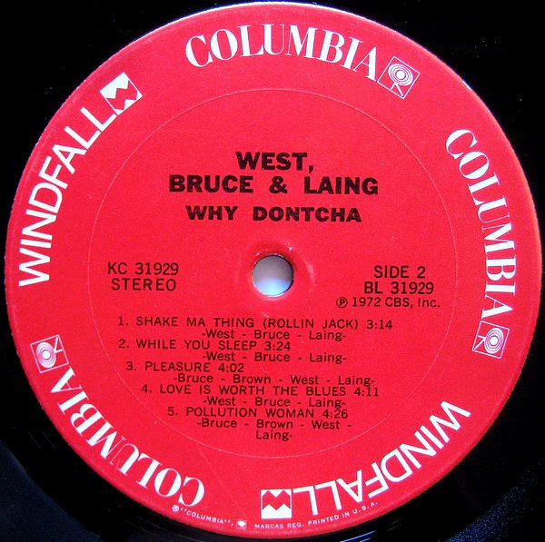 West, Bruce & Laing - Why Dontcha (LP, Album, Pit) (Very Good Plus (VG+)) - Image 4