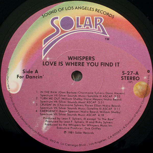 Whispers* - Love Is Where You Find It (LP, Album, SP ) (Very Good Plus (VG+)) - Image 4
